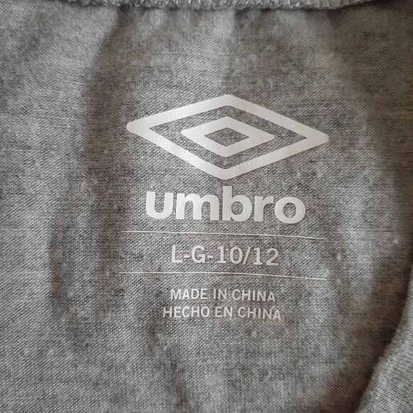 Umbro Girl's Large (10/12) Gray Long Sleeve Silver Umbro Logo Shirt - Picture 3 of 7